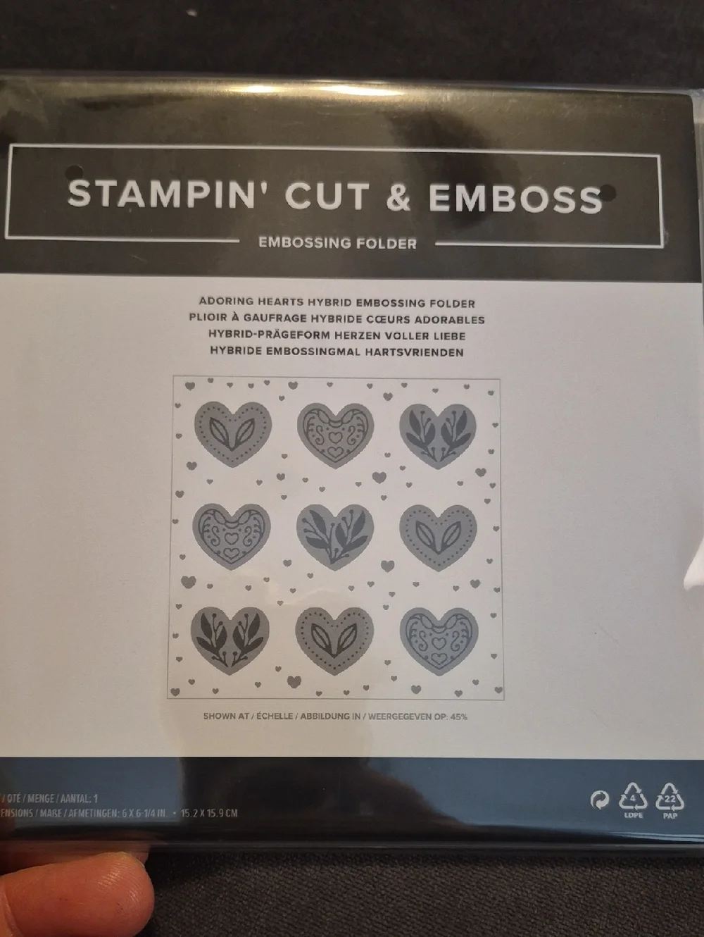 Stampin' Up! Adoring Hearts Embossing Folder - White,‎ Black